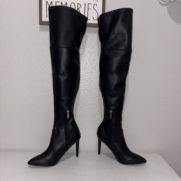 Guess Bowey Black Women's Over the Knee Vegan Stiletto Heels Boots - Picture 3 of 11